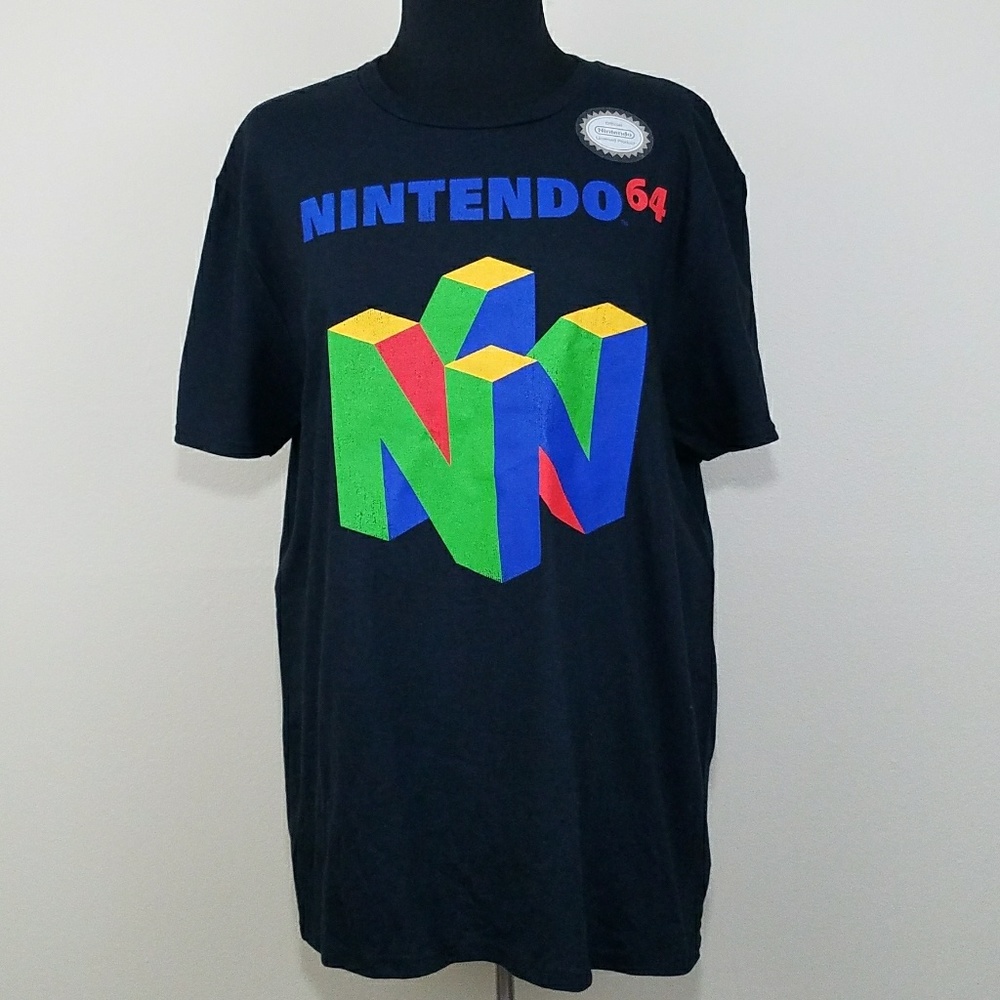 NWT Black Nintendo Cube Graphic Tee Shirt Large